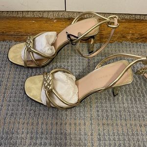 Zara Woman ankle strap Gold heels in size 40 eu/ us 9